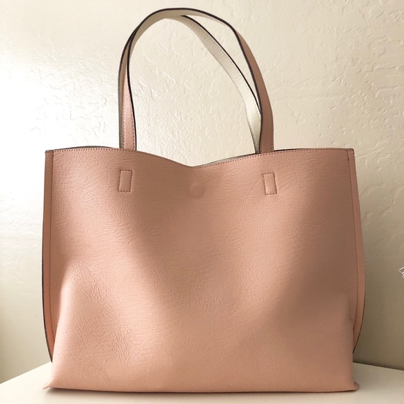 street level reversible faux leather tote